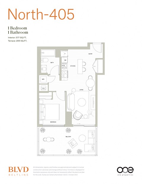 North - 405 Floor Plan at BLVD Beltline, Alberta, T2G 2K4